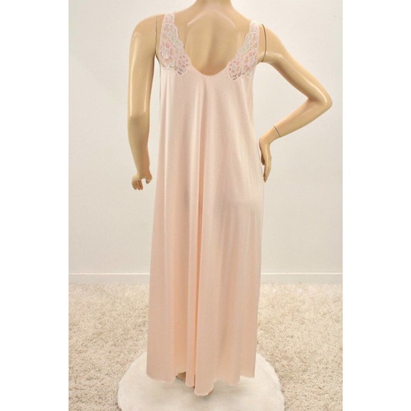Vintage Nightgown Womens Small Light Pink Lace V Neck Long Maxi Lingerie - Picture 4 of 11